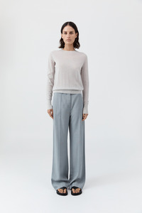 Merino Wool Slit Sleeve Sweater Light Grey Marle