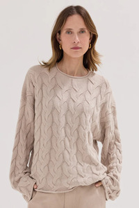 The Cable Knit Jumper River Pebble