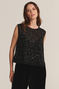 Serena Sequin Tank Black