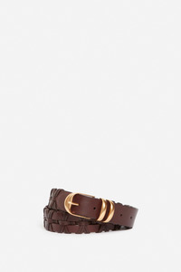 Brown Braided Leather Belt 30mm
