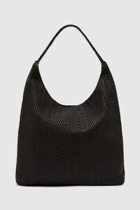 Bags: Lattice Weave Large Tote Black