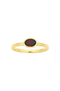 Mon Petite Stacking Ring Gold Oval Garnet