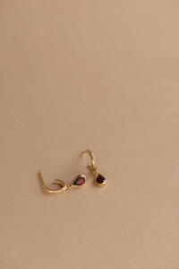 Jewellery: Ophelia Hoops 22k Gold Vermeil Pear Garnet