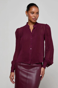 Noor Pleated Blouse Dark Port