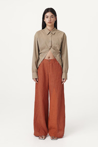 Carlotta Linen Wide Pants Paprika Stripe