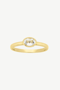 Accessories: Mon Petit Stacking Ring Gold Oval White Topez