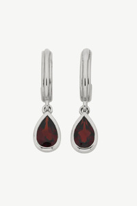Ophelia Hoops Silver Pear Garnet