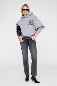Anine Bing: Jaci Hoodie Letterman Medium Heather Grey