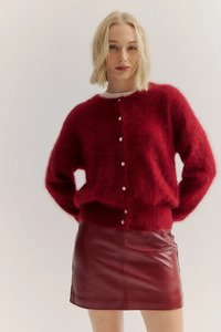 Frankie Cashmere Crew Neck Cardigan Merlot