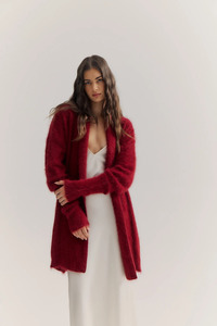 Sophia Open Cashmere Cardigan Merlot