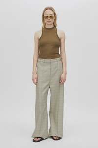 Bottoms: Cassa Check Pant Taupe Check