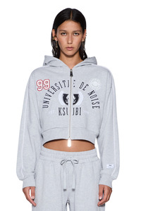 Tops: College Origin Zip Hoodie Grey Marle