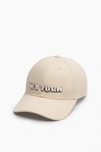 Accessories: Harlow New York Baseball Cap Vintage Cream