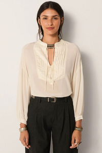 Blouses: Giovanni Blouse Tuxedo Pearl