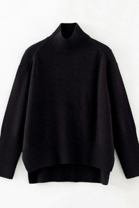 Tiber Chunky Hi-Lo Hem Polo Black