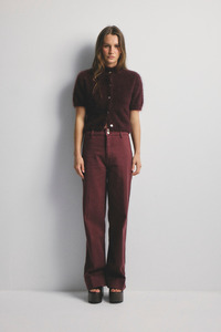 New: Claudia Cashmere Short Sleeve Aubergine