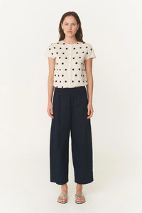 Sandra Merino Knit Top Bone/ Espresso Spot