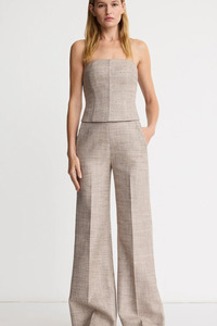 Bottoms: High Rise Wide Leg Pant Taupe Tweed