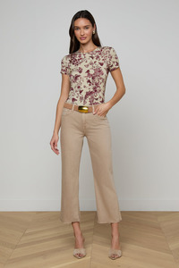 Denim: Wanda Cropped Wide Leg Jean Biscuit