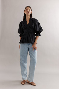Tops: Elena Blouse Black Poplin