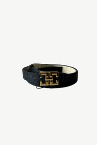 Debbie Reversible Croc Belt Blue | Cream