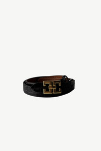 Accessories: Debbie Reversible Croc Belt Dark Brown | Cognac