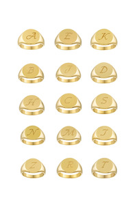 Initial Signet Pinky Ring Gold