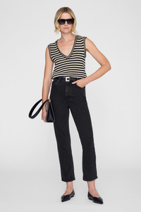 Anine Bing: Lowen Sweater Black And Ivory Stripe