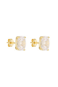 Jewellery: Oval Studs 2CT Gold