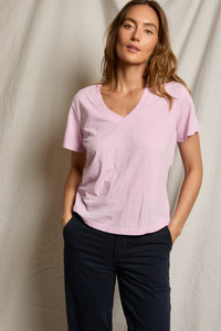 Hendrix Cotton Boxy V Neck Tee Sugar Pink