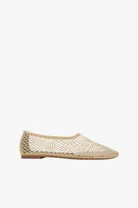 Footwear: Clarissa Nude Netting/ Clear Crystal