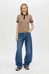 Platinum Short Sleeve Shirt Tan Stripe