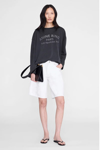 Tops: Ivan Long Sleeve Paris Stencil Washed Black