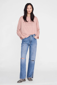 Tops: Ivan Long Sleeve Melrose Stencil Washed Blushed