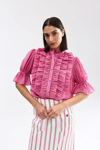 Tops: Leonie Blouse Poppy Bark Stripe