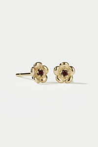 Posie Studs Gold Plated African Garnet