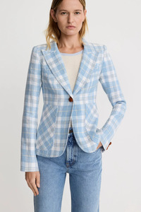 Jackets And Coats: Patch Pocket Duchess Blazer Sky Plaid