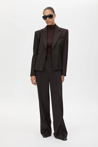Jackets And Coats: Saxony Fitted Cropped Blazer Espresso