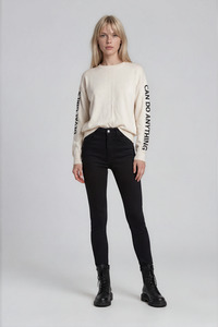 Knitwear: Deval Girls Merino Jumper Cream/ Black
