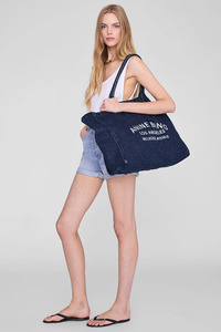 Accessories: Leo Denim Tote Ink Blue