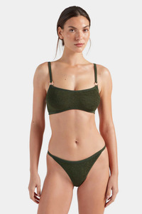 Swimwear: Iris Bikini Gold Hoops Metallic Khaki