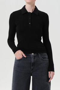 Agolde: Amos Long Sleeve Polo Black