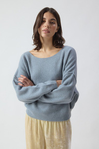 Damsville Boatneck Jumper Storm Melange