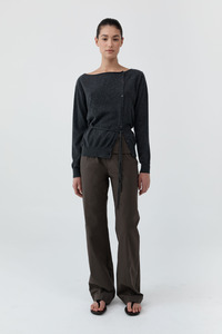 Cashmere Asymm Cardigan Charcoal Melange