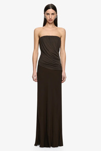Dresses: Xanthi Strapless Maxi Dress Bitter Choc