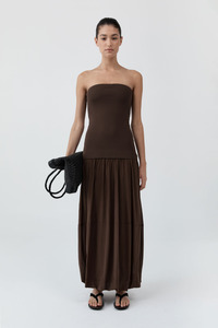 Dresses: Strapless Balloon Hem Dress Cedar