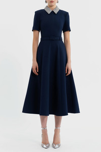 Dresses: Xena Short Sleeve Midi Dress Navy