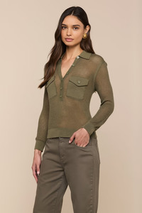 Tops: Carine Pointelle Top Smokey Olive