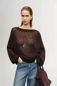 Cashmere Silk Sweater Reddish Brown