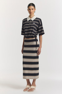 New: Hibiscus Polo Navy Stripe